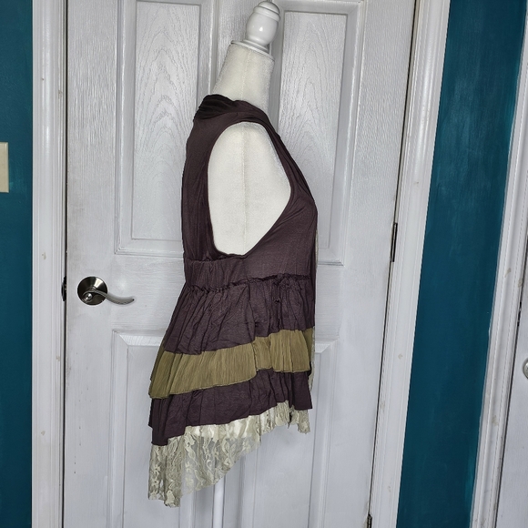 Buckle Brand Vest Brown Pink Lace Ruffles Medium - Picture 10 of 14